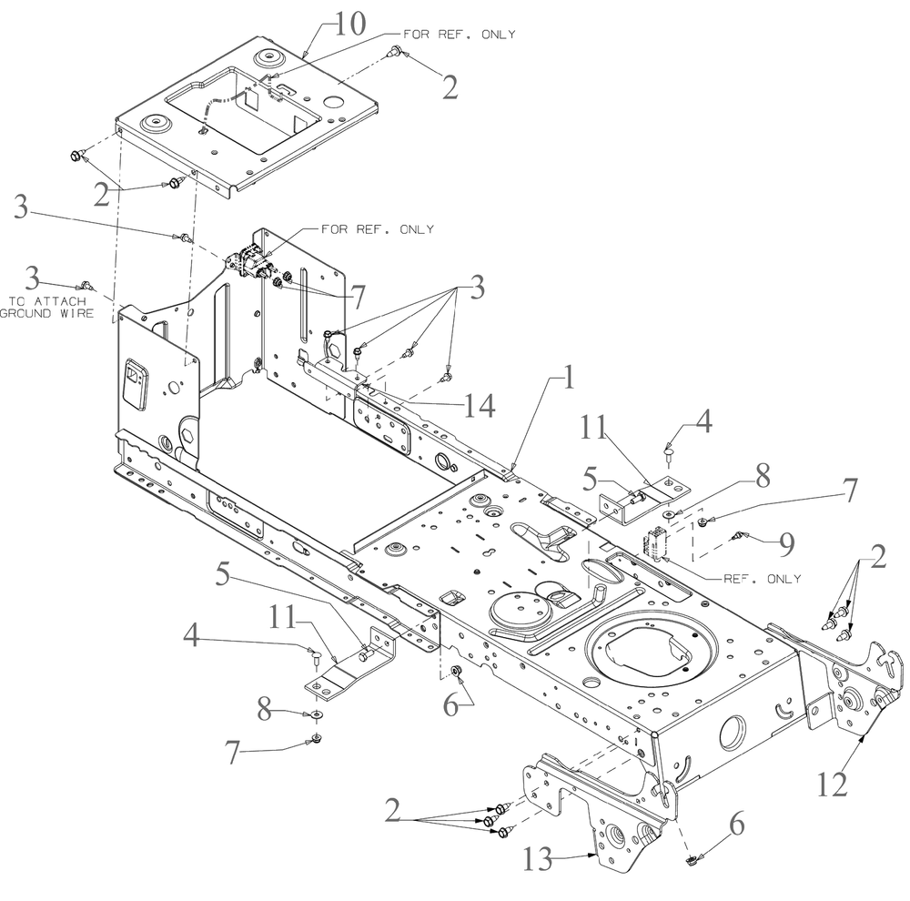 Frame Diagram and Parts List for 13AM77SSA00 2023 Yard Machines Lawn Tractor